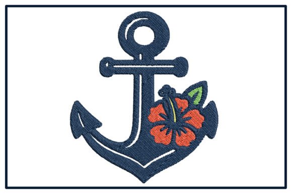 Anchor with Hibiscus Embroidery Design Review