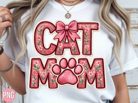 Cat Mom Floral Paw Print Embroidery PNG Review