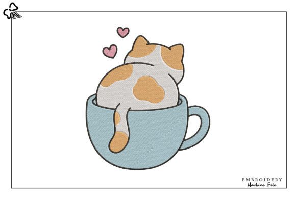 Cute Cat in Cup Embroidery Design: A Designerβs Review for Boutique Sweatshirts