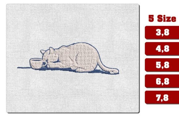 Exhausted Coffee Cat Embroidery Design Review