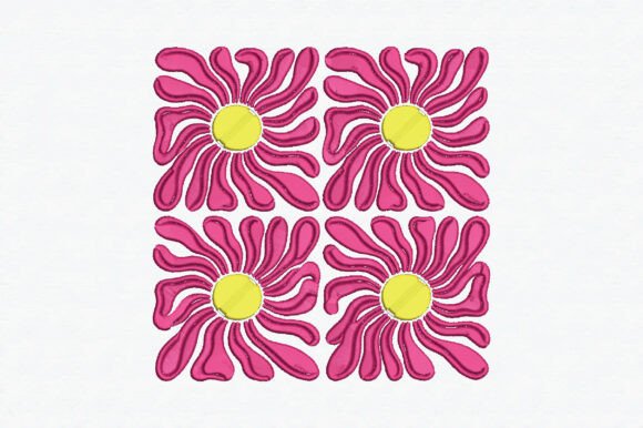 Groovy Flowers Embroidery Design: Retro Charm for Modern Boutique Apparel