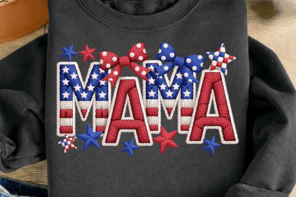 Mama 4th of July Mom Faux Embroidery Bow Review