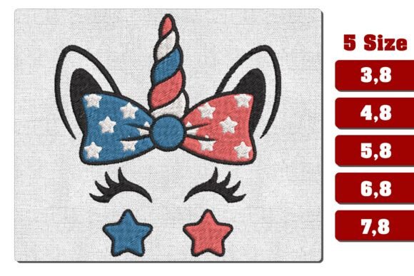 Patriotic American Unicorn Embroidery