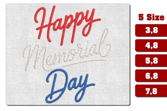 Script Happy Memorial Day Embroidery