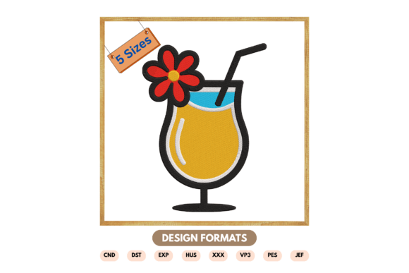 Summer Cocktail Glass Embroidery Design Review